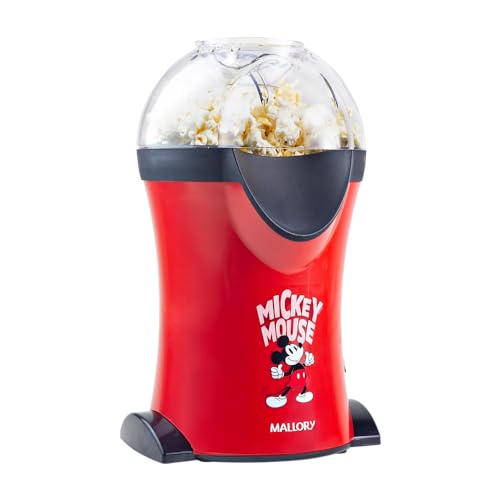 Pipoqueira Elétrica Mallory Mickey Mouse – Pipocas Sequinhas e Sem Óleo, Bocal Expedidor, Copo Medidor para Manteiga e Pés... glide