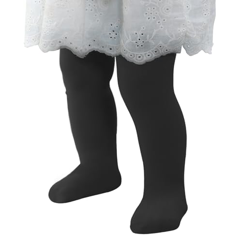 Zando Black Tights for Toddler Girls - Toddler Ballet Tight 18-24 Months Ultra Soft Elastic Footed Girls Leggings for Halloween Dance Daily Party 1-2T