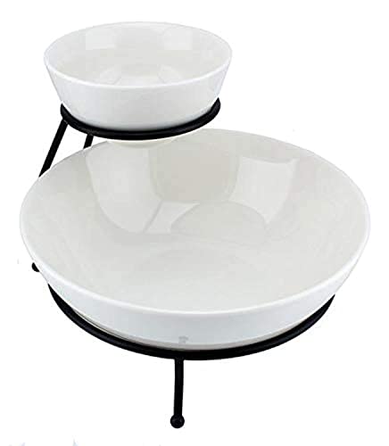 شالو طقم اوعية من البورسلين مكون من طبقتين، ابيض، Dy2048