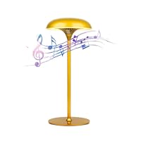 amhshkou Rechargeable Table Lamp Cordless,with Bluetooth Speaker,Built in 6000mAh Rechargeable Battery,Touch dimming,IP54 Waterproof, Living Room lamp,Dining Table lamp,Bedside lamp,Champagne Gold