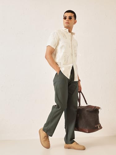 Image of Majestic Man Men's Premium Linen Blend Pants | Lightweight Fabric | Elastic Waist with Drawstring | Regular Fit | Side, Back Pockets | Perfect for Casual, Holidays & Travel