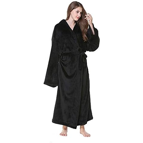 HXGpajamas Obese Robe Luxury Terry Towelling Cotton Dressing Gown Bathrobe Highly Absorbent Women Hooded And Shawl Towel Bath Wrap Black (M-XXXL) Comfortable (Size : XXXL) Cover