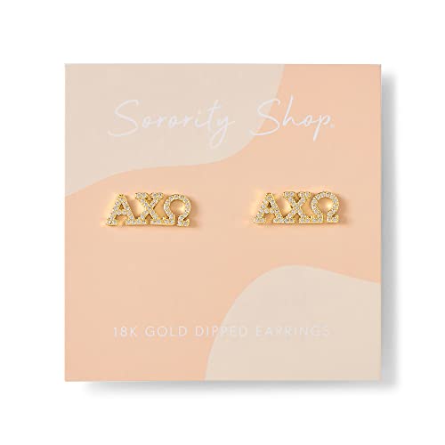 Sorority Shop Alpha Chi Omega Earrings — ACO 18K Gold Plated Sorority Gifts Earrings, Long-Lasting Alpha Chi Omega Gifts for Women2