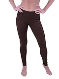 VF-Sport Women’s Cotton Leggings - Soft Stretch Full Length Yoga Pants, High Waisted Comfort Fit, Misses & Plus Sizes (Made in USA) (Brown, XXS)