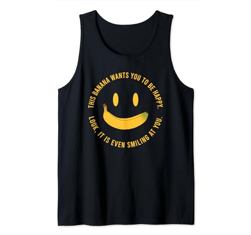 Banana Sonriente Cara Fruta Amante de la comida Camiseta sin Mangas