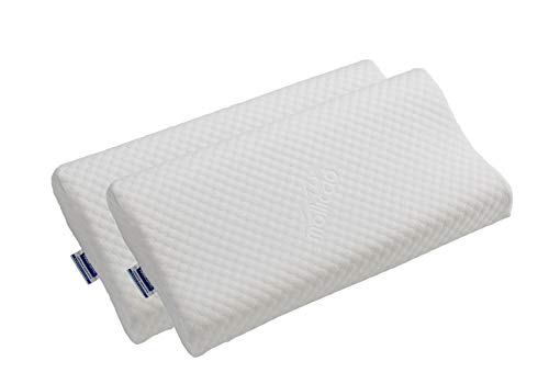 Todocama - Almohada viscoelástica Cervical con diseño ergonómico terapéutico. Doble Funda extraíble y Lavable. Fabricada íntegramente en España. Almohada Premium. (Pack de 2 Almohadas de 67x35x13cm)