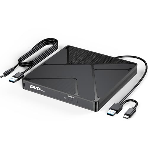 FEMORO Unidad externa de CD/DVD N39 (negro, USB + USBC)