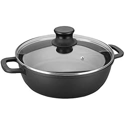 Cacerola Baja Lacor Lacor - 25832 - Cacerola Baja con Tapa de Cristal Forte de 32 cm Aluminio - Negro