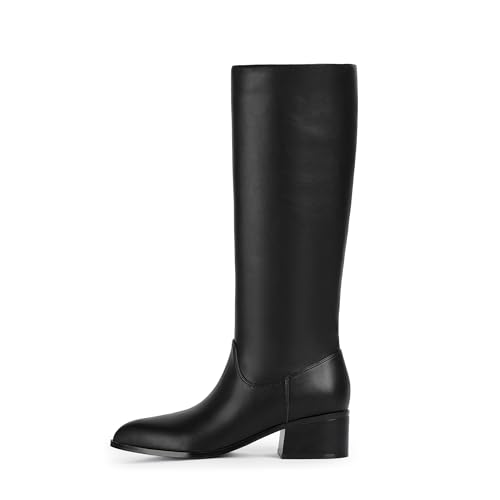 Modatope Knee High Boots Women Low Block Chunky Heel Tall Boots Pointed Toe Fall Long Boots for Women Side Zipper2