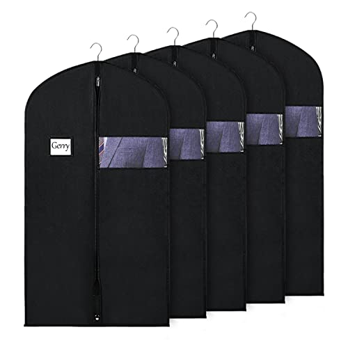 Univivi Lot de 5 sacs à vêtements à suspendre pour le rangement de vêtements avec fenêtre transparente et porte-carte d'identité pour robe, coupe-vent Cover