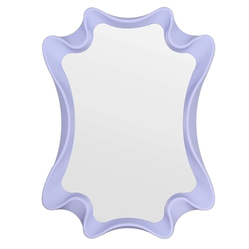 Funerom 15.8 x 11.8 inch Irregular Wall Mirror Small Wall Mirror Wavy Mirror Light Purple