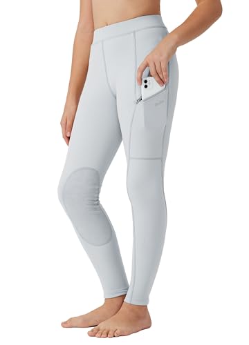 Image of Willit Girls Horse Riding Pants Tights Kids Equestrian Breeches Knee-Patch Youth Schooling Tights Zipper Pockets