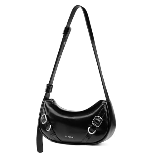 LAFESTIN Shoulder Bag for Women, Genuine Leather Underarm Purse Trendy Crescent Bag Small Hobo...
