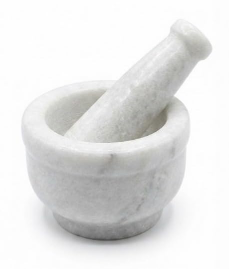 Image of Natural White Marble Mortar and Pestle Set, Solid Stone Grinding Bowl Natural, Heavy, Non-Porous Tool Imam Dasta, Ohkli Musal, Kharal /Khalbatta or Mixer and Grinder Set for Kitchen -3 X 2 Inch (White)