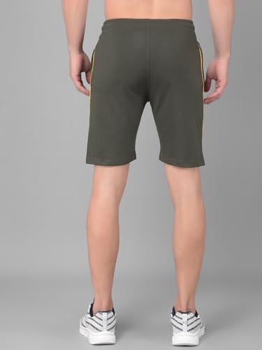 Image of Dollar Cotton Rich Fabric Solid Men's Shorts | Contrast Piping | One Side Zipper Pocket with Embossed Branding | Self Waistband with Drawcord | Wide Array of Attractive Colours