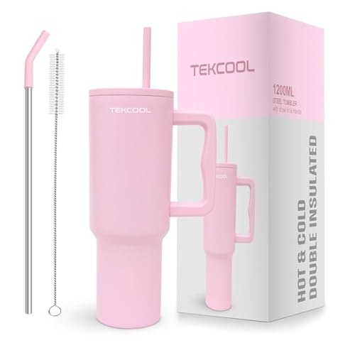 Image of Tumbler with lid and Straw 1200ML Cup Stainless Steel Hot and Cold with Handle and Lid 2 Straw Vacuum Insulated Tumbler for Water, Iced Tea or Coffee Office Gym Travelling