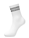 DOMINANT Socken – Unisex Crew Socks mit schwarzem DOMINANT Schriftzug | Größe 41–46 | BDSM & Fetisch Mode Socken | Statement Socks für dominante Frauen & Männer | Erotik Accessoire