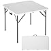 FDW 34" Square Outdoor Dining Table, Foldable Portable Plastic Folding Card Table with Built in Carrying Handle and Height Adjustable for Party and Wedding Use, White