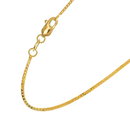 Jewelstop 10K Solid Yellow Gold 1 Mm Box Chain Necklace, Lobster Claw Clasp - 20 Inches, 3Gr. #TOP2