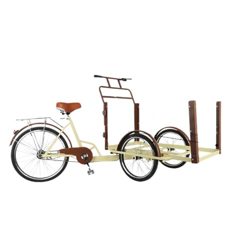 KIBONCY Industrie-Utility-3-Rad-Lastendreirad Mit Handpedal, Flaches, Offenes Heckladegestell, Niedriger Einstieg Über Rahmen, Robustes Metall-Dreirad for Den Leichten Transport(Style2)