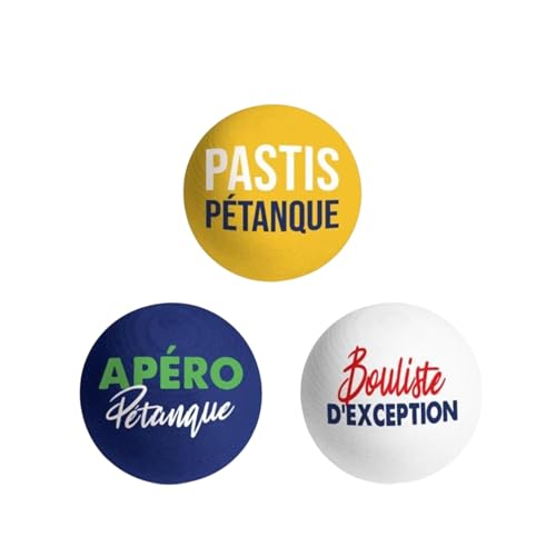 THE REPLICANT Lot de 3 Cochonnets Pétanque Club - Couleurs : Bleu, Blanc, Jaune