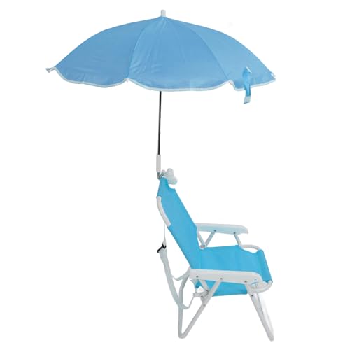 HUSHUI Silla de Playa para Niños con Sombrilla, Cómodo Diseño Plegable para Actividades Al Aire Libre en la Playa, Camping (Azul)