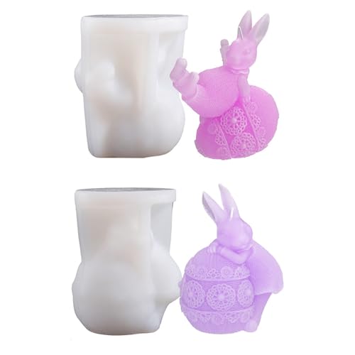 Lot de 2 moules en silicone pour Pâques - Lapin de Pâques - 3D - Moules en silicone - Lapin de Pâques - Moule en silicone - Pendentif - Moule de Pâques - Lapin de Pâques