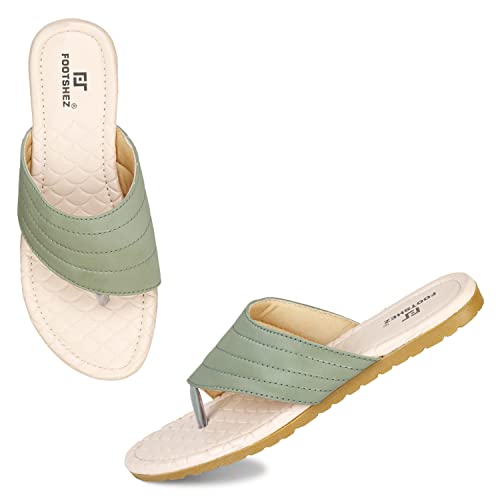 Image of Footshez Women's Synthetic Leather Slip On Comfortable Regular Fashion Slippers