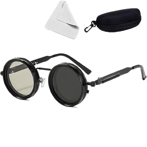 Verstellbare Getönte Runde Polarisierte Gläser Retro-Sonnenbrille,Einstellbare Farbe Sonnenbrille,1-9 Gänge Einstellbar Polarisiert Runde Sonnenbrille mit ND-Filter,Für Autofahren,Wandern (Schwarz) Verstellbare Getönte Runde Polarisierte Gläser Retro-Sonnenbrille,Einstellbare Farbe Sonnenbrille,1-9 Gänge Einstellbar Polarisiert Runde Sonnenbrille mit ND-Filter,Für Autofahren,Wandern (Schwarz)
