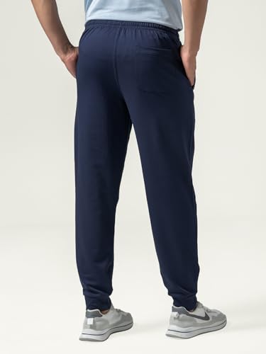 Image of DAMENSCH Men Mid Rise Regular Fit Cotton Blend Solid Moisture Wicking Antimicrobial Zipper Pocket Super Comfortable Baby Terry Lounge Joggers