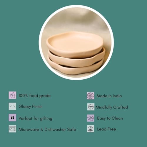 Image of WEAVING HOMES Luxurious Premium (Set of 2) Ceramic Dessert Plates - Sweet Plates, Anniversary and Birthday Gifts for Women, Aesthetic Stuff & Gifts for Bestfriends
