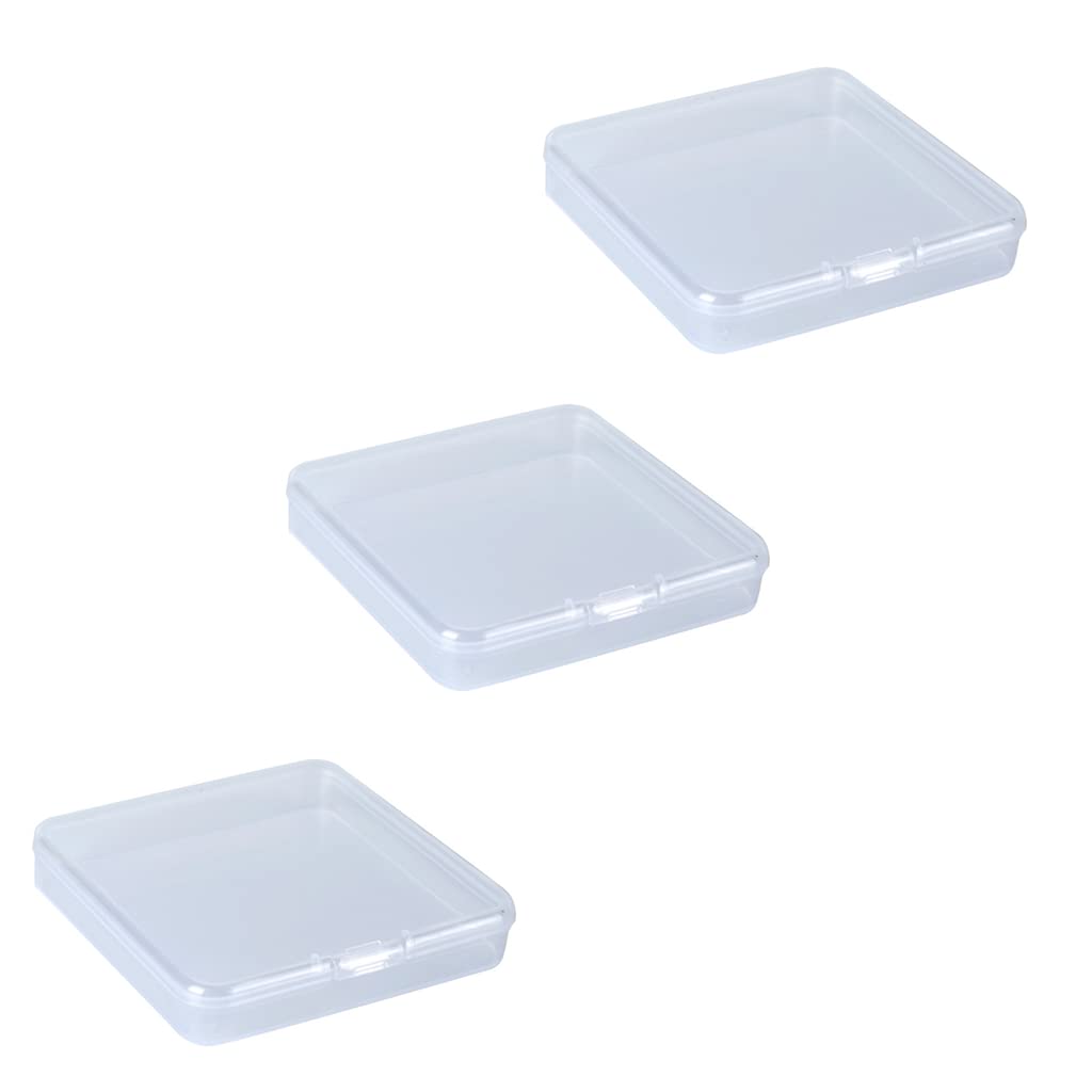 3Pcs Transparent Plastic Square Storage Box w Hinged Lid 3 0x3 0x0 6inches Beads Storage Organizer Storage Container