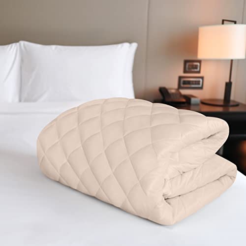 Utopia Bedding Quilted Fitted Mattress Pad, Twin Size, Elastic Fitted Mattress Topper Protector and Cover Stretches up to 16 Inches Deep, Machine Washable (Beige)