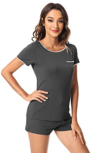 Image of WiWi Viscose from Bamboo Pajamas Set for Women Super Soft Short Sleeve Cooling Summer Plus Size Pjs Sets Sleepwear S-4X