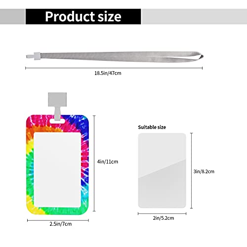 Tie Dye Funny Vertical Badge Holders With Lanyards For Women Men Name Id Card Tag 2.5X3.5 Hard Plastic Personalized Case Protector Cover #TOP2