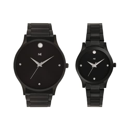 Swiss Trend Analogue Men's & Women's Watch (Black Dial Black Colored Strap) (Pack of 2)