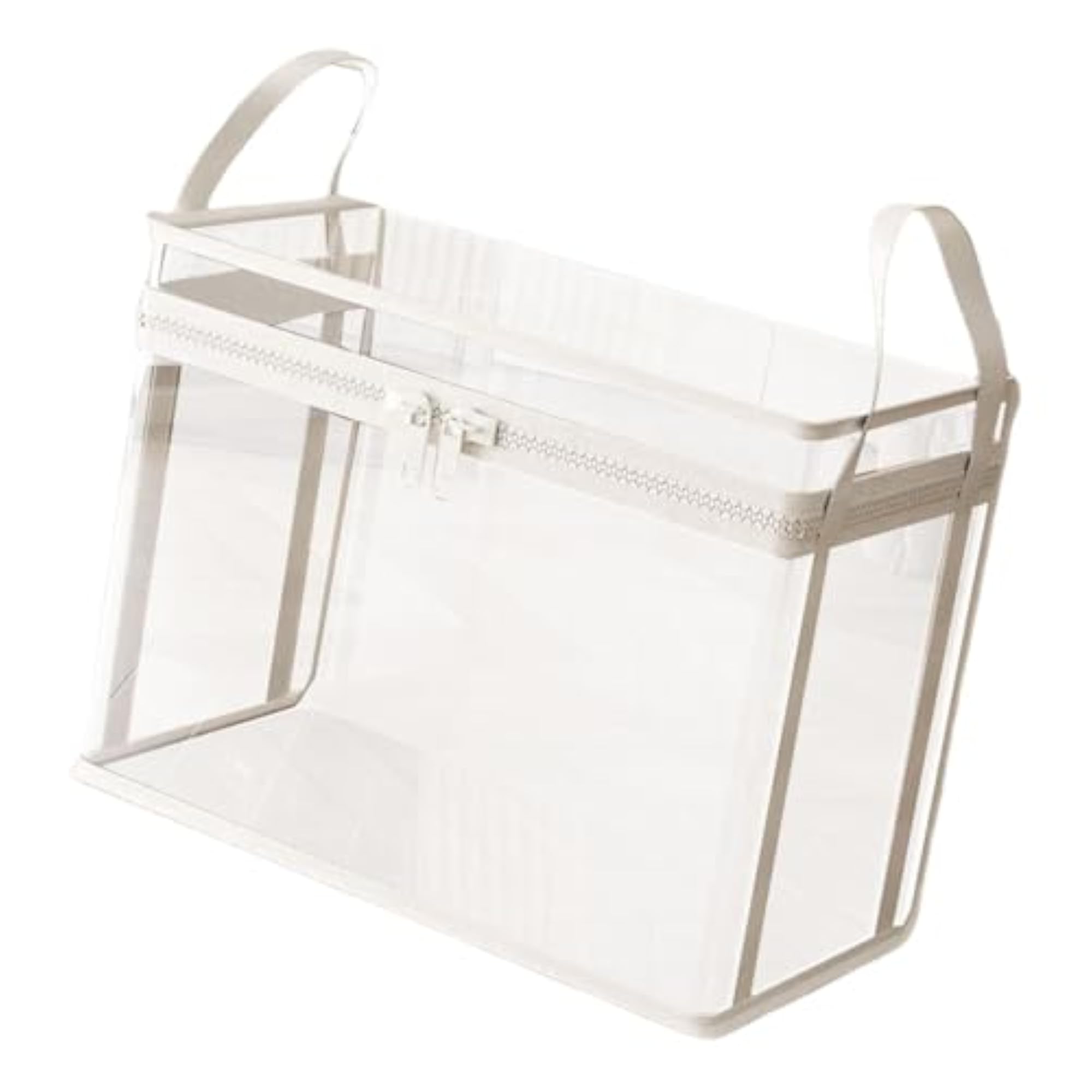 Stuffed Animal Storage Bag, Doll Bin Plush Toy Organizer Box, Cream White