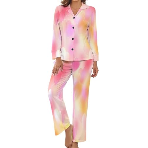 Ensembles de pyjama femme motif cœur dégradé idée cadeau romantique