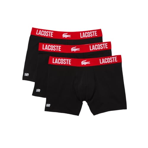 Lacoste Men's Recycled Microfiber Ultra Dry Trunks, 3-pack, BLACK/RED, 3X-Large