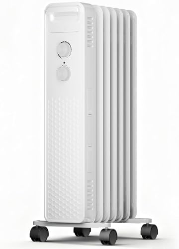ZAFRO 1500W Electric Oil-Filled Radiator Heater with Adjustable Thermostat, Overheat and Tip-Over Protection, Low Noise, Portable Plug-in Heater for Home, Bedroom, Dorm, Office