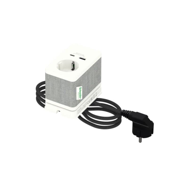 Bloc prise de bureau S avec chargeur rapide USB C et A blanc