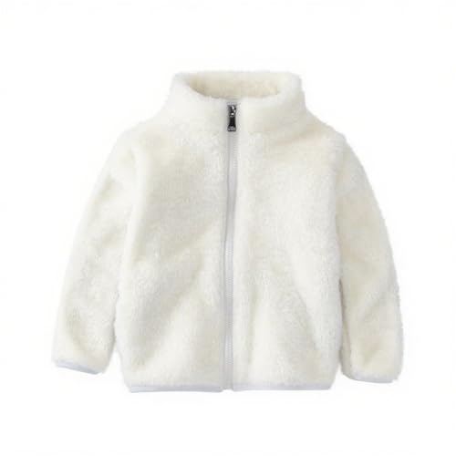 wodceeke Toddler Boys Girls Fleece Jacket Kids Fuzzy Winter Coats Full Zip Stand Collar Plush Warm Outwear 1-10 Years