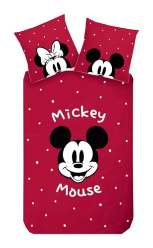 Disney Renforcé Wende Bettwäsche 135x200cm Mickey Mouse Minnie Schleife...