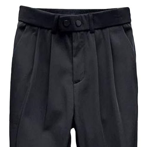 Maiyifu-GJ Men's Lightweight Solid Color Dress Pants Casual Cuffed Ankle Suit Pants Slim Tapered Summer Work Pants​2