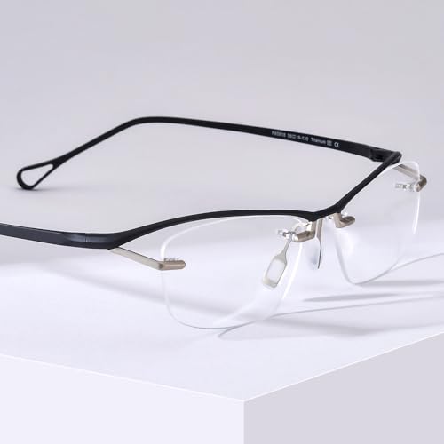 Image of FONEX Pure Titanium Glasses Frame Men Semi Rimless Square Eyeglasses Eyewear DTX416