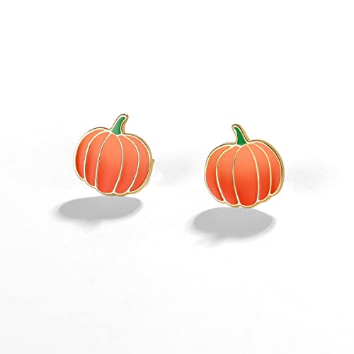 Pumpkin Earrings 925 Sterling Silver Gold Plated Pumpkin Stud Earring Halloween Party Jewelry Thanksgiving Gift Fall Earrings for Women4