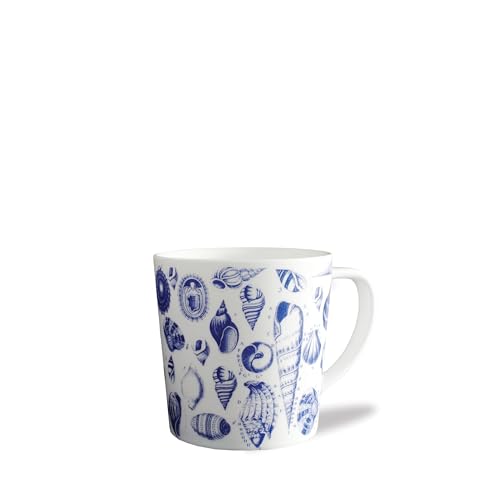 Caskata Shells Oversized Mugs Set of 4 | High-Design Premium Lead-Free Porcelain Blue Mug Set for Entertaining or Everyday | Unique Party Mugs for Wedding or Birthdays | 14 oz