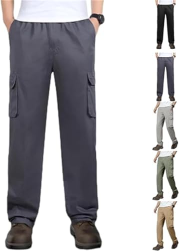 Airflexion Pants for Men, Flexrover Ultra Comfort Flex Fit Multi-Pocket Durable Cargo Pant Casual Elastic Waist Tactical