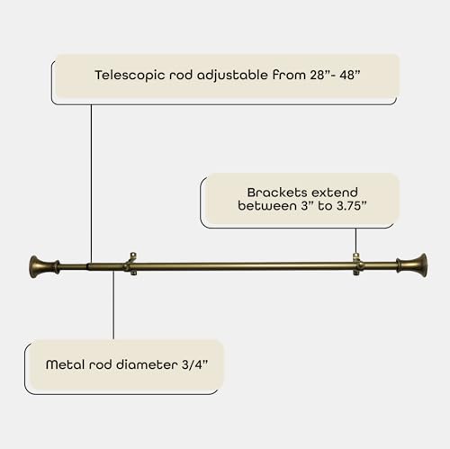Image of Decorative Window Curtain Rods with Finials, 28 to 48 Inches, 0.75 Diameter - Camino Fairmont - Lightweight & Easy to Install, Adjusts Telescopically to Fit Any Window by Achim Home Decor