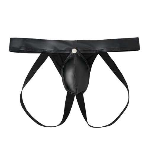 Mens Faux Leather G-String Thongs Jockstrap Athletic Supporter Sexy Low Rise Underwear for Men Clubwear3